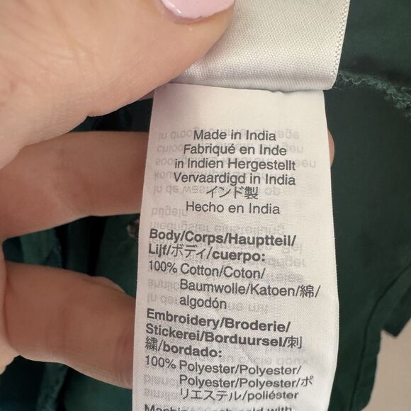 J CREW Slim Perfect Shirt Dog Embroidery Green Women’s 12 Slim Button Up Cotton - Picture 5 of 10